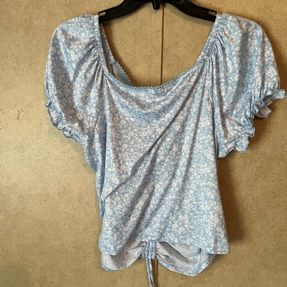 No Boundaries Tops - No Boundaries Light Blue Floral Crop Top